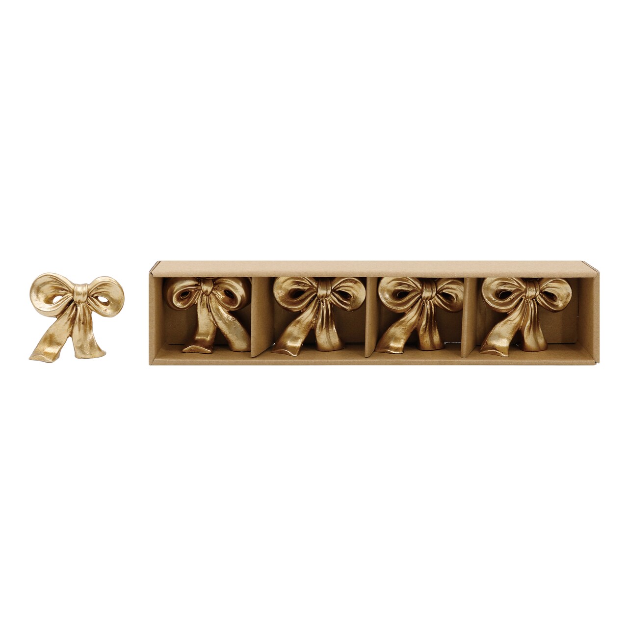 Transpac Resin Gold Bow Placecard Holder Set of 4 for Display and Entertaining